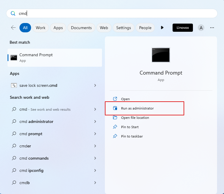 command promt with administrative privillage