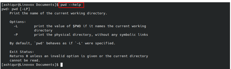 pwd command help