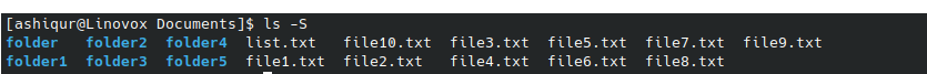 sorting files based on modification sizes