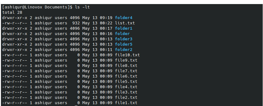 sorting files based on modification times