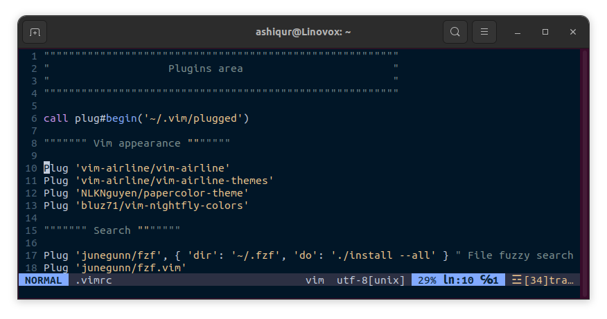 nightfly colorscheme for vim