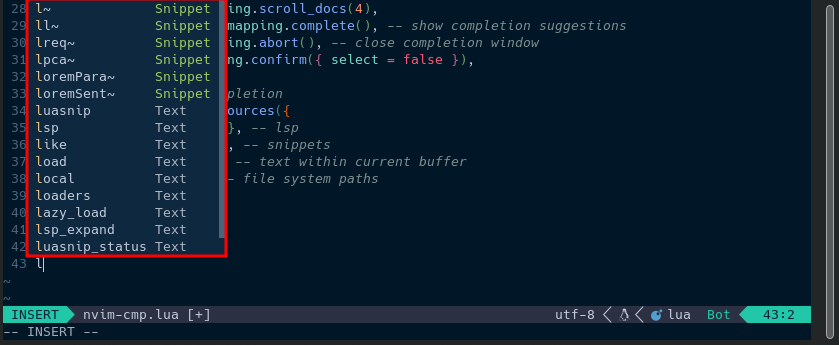 nvim cmp autocompletion